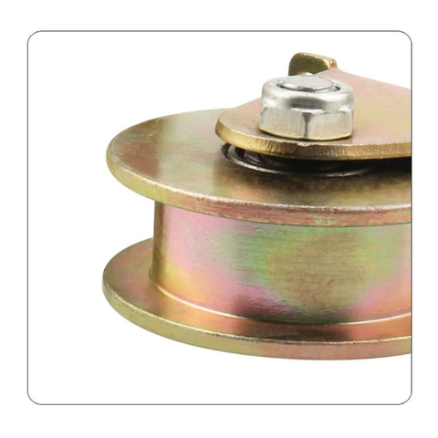 Side view of a Heavy Duty H-Groove Track Wheel Roller Caster with bracket, made of 45 steel, for H track rail sliding doors.