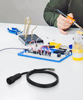 Rock Solid Seven Pin Proportional Valve Connector With One Meter Rvvp Cable Ip67 Weatherproof Plastic Housing on a workbench