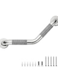 Angled Shower Grab Bar 1-1/4 By 16 Inch Knurled Stainless Steel Safety Bar For Seniors And Handicap Bathrooms Wall Mount With Polished Nickel Finish And 15 Inch Hole Center with mounting screws