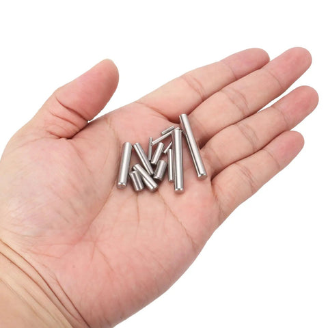 All Purpose Dowel Pin Set Kit, 110 Pieces, 7 Sizes In 304 Stainless Steel, Durable Rust Resistant Pins For Shelves, Cabinets, And DIY Friendly Fastening Projects, Assortment Pack In Silver, in hand
