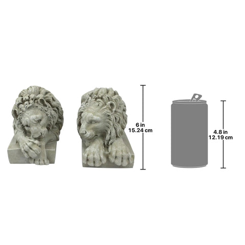 Vatican Lions Statue Replica For Home Decor And Spiritual Collectors next to soda can for size, 6 inches, handcrafted resin sculptures.