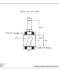 Technical drawing of Mega Flush Trim Router Bit Set with carbide tips, heavy duty CNC machined steel, half inch shank.