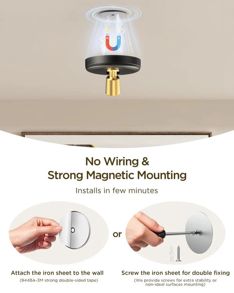 Rechargeable Wireless Indoor LED Spotlight Up Light Kit For Plants Trees Artwork And Portrait Display Battery Powered Accent Lighting For Home Decorators Homeowners And Art Collectors Two Pack showing magnetic mounting options.