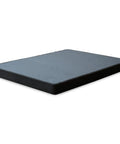 Rock Solid Queen Bed Foundation With Hefty Metal Frame And Modern Five Inch Box Spring Base Featuring Snug Gray Fabric Cover, side view.