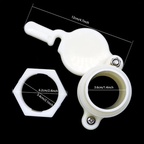 Nylon honey gate valve with dimensions, part of 2 Pack Honey Gate Valves For Extractor Beehive Tap Nylon Construction Durable For 5 Gallon Buckets No Fuss Honey Harvesting For Beekeepers Leak Free Tap System Reusable Beekeeping Gear.