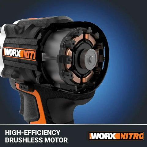 Close-up of Power Share 20V Cordless Hammer Drill With Brushless Motor 1/2 In Heavy-Duty Chuck showing motor mechanics.
