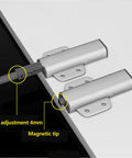 Push To Open Cabinet Latch Set Magnetic Door Touch Latches For Drawer Closure 2 Pack showing fine adjustment and magnetic tip