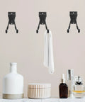 King Pin Black Metal Wall Mount Hooks Heavy Duty Coat Hat Hanger Sturdy Screw In Multipurpose Tool Rack For Bathroom Kitchen Living Room Smooth Home Organization Upgrade with towel.
