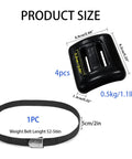 Dive Belt With Coated Lead Weights And Nylon Belt With Metal Quick Release Buckle For Scuba And Free Diving, Includes Four Weights From 1lb To 3.3lb (0.5kg To 1.5kg), A Practical Beginner To Pro Weight Kit showing belt and weight dimensions