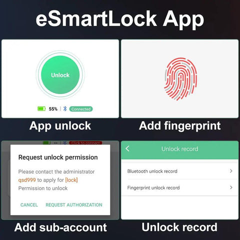 eSmartLock App interface for Bluetooth Fingerprint Padlock With App Control Remote Unlock And Unlock History Schedule Locking Uber Secure