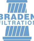 Logo of Braden Filtration with stylized filter design.