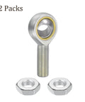 2 Pack Rod End Joints With 18mm Bore And M18x1.5 Right Hand Thread, Includes Jam Nuts, Heavy Duty 45 Carbon Steel, Zinc Plated Housing And Chrome Steel Ball For Rugged Off Road, Racing, Robotics Linkage And Steering Applications. 2-pack rod end joint with jam nuts