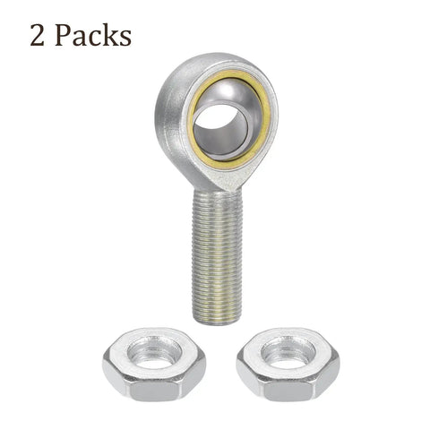 2 Pack Rod End Joints With 18mm Bore And M18x1.5 Right Hand Thread, Includes Jam Nuts, Heavy Duty 45 Carbon Steel, Zinc Plated Housing And Chrome Steel Ball For Rugged Off Road, Racing, Robotics Linkage And Steering Applications. 2-pack rod end joint with jam nuts