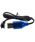 Two Pack 3.7V 800mAh Li Ion RC Battery With USB Cable SM 2P Plug, focus on USB connector and cable details