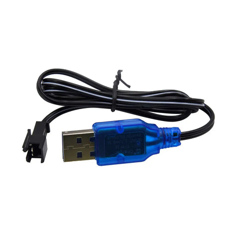 Two Pack 3.7V 800mAh Li Ion RC Battery With USB Cable SM 2P Plug, focus on USB connector and cable details