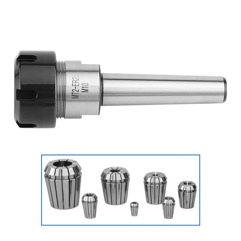 MT2 To M10 Taper Collet Chuck Holder Face Milling Arbor Adapter for CNC Machining, carbon steel, shown with collet sizes.