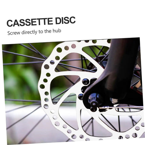 Close-up of cassette disc attached to mountain bike hub, showcasing the Premium Aluminum Mechanical Disc Brake Kit For Mountain Bikes With Dual Knob Calipers And Full Front Rear Rotor Set Bringing Rad Stopping Power And Tight Braking Feel To Every Ride.