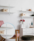 Bedroom with 10 Pack Adjustable Shelf Brackets For Double Track Closet System Heavy Duty Wire Shelving White 7 Inches No Tool Install