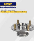 Rear Wheel Bearing And Hub Assembly 512178 For 1998 1999 2000 2001 2002 Honda Accord 2.3L L4 With Rear ABS Disc Brakes
