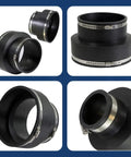 Heavy Duty Flex Pipe Reducing Coupling Six To Four Inch With Stainless Steel Worm Drive Clamps in black rubber with smooth finish.