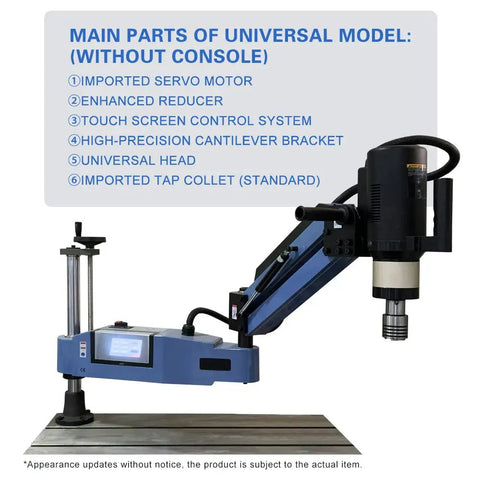 Heavy Duty Electric Tapping Machine With 360 Degree Universal Tapping Arm And 9Pcs Ansi Collets Built Tough For smooth threading setup.