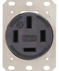 Single 60A 208V NEMA 18-60R Receptacle Black 1-Gang Back And Side Wiring Non Weather-Resistant UL Listed CSA Certified Ideal For Industrial Panels Generators And Heavy-Duty Power Rooms, front view