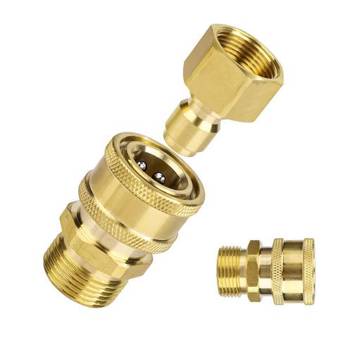 Brass pressure washer adapter set, 4 pieces, M22-14mm to 3/8in quick-connect fittings