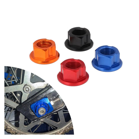 CNC Rear Axle Nut M12 1.25mm For SX Universal Electric Bikes Black Anodized Dope Replacement with red, blue, orange options