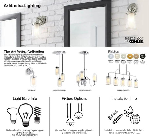 Artifacts Single Sconce With Dope Clear Glass Shades And Inner Frosted Diffusers For Reduced Glare Downlight Only Install E26