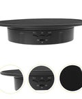 Smooth Rotating Jewelry Display Stand With Adjustable Speed Motorized Turntable For Retail Store Showcase And Product Photography Features black base and USB connectivity.