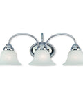 Edgemont 3 Light Wall Sconce Chrome With White Alabaster Glass, Slick Chrome Finish, Classic Traditional Steel Build for Elegance