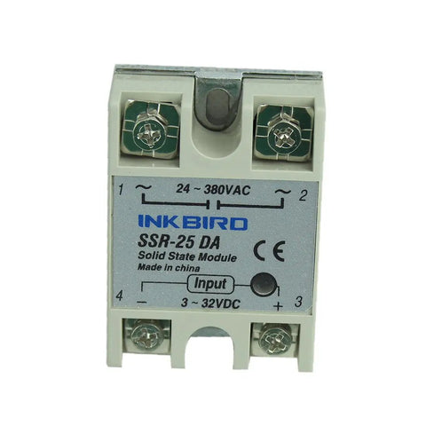 Front view of an Inkbird SSR-25 DA solid state module for Digital PID Temperature Controller For 100 To 220V AC With SSR Output ITC-100VH.
