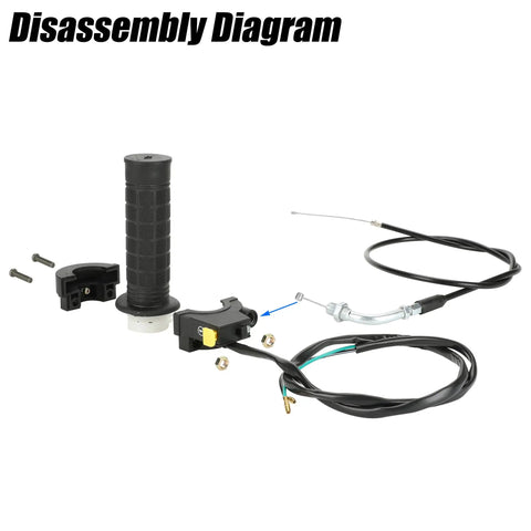 Twist Throttle Cable And Grip Assembly For Two Stroke 49Cc 50Cc 66Cc 80Cc 100Cc Gas Motorized Bicycles With Seven Eighths Inch Handlebar Fitment 22mm Easy Replacement Bike Part