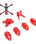 3D Printed RC FPV Drone Mounting Base Kit with motor camera and antenna mounts for 5 to 10 inch quadcopter frames lightweight red