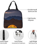 Desert Camping Print Go To Insulated Lunch Tote For Work Picnic Or Travel with durable handles, zippers, pockets shown.