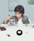 Child building a robot with 2 Sets Mini DC Gear Motor Kit With Rubber Tire Lightweight Reducer Motor For DIY Projects And Educational Experiments