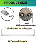 18 Inch 15 Watt UV A Black Light Bulb T8 Fluorescent Lamp G13 Base Replacement 365nm Blue Light 350BL For 30W Machines