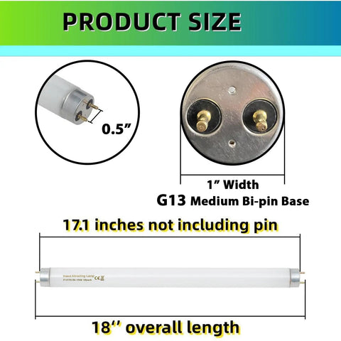 18 Inch 15 Watt UV A Black Light Bulb T8 Fluorescent Lamp G13 Base Replacement 365nm Blue Light 350BL For 30W Machines