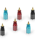 Six-piece Magnetic PCB Holder Set For Soldering Hands-Free Work Station with colorful pillar stands on white background.