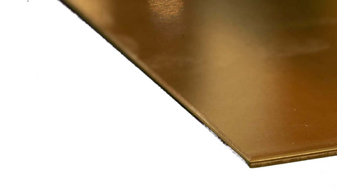 Close-up of Copper Sheet 0.025 Inch Thick, 6 Inch Wide, 12 Inch Long For DIY Metalworking Jewelry Making And Home Decor Projects, corner view.