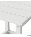 Close-up of Long Island 18 Inch Outdoor Side Table White Weatherproof HDPE Poly Lumber Built To Last With No Fuss Maintenance