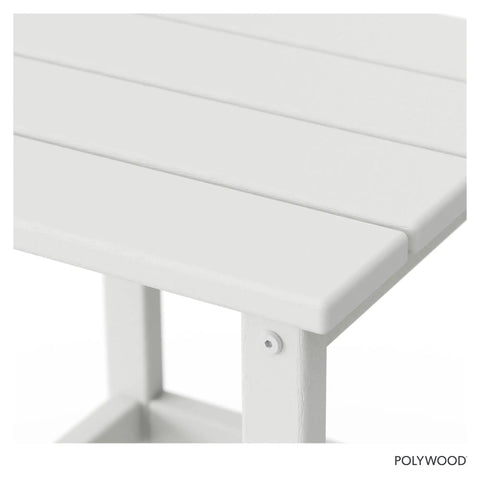 Close-up of Long Island 18 Inch Outdoor Side Table White Weatherproof HDPE Poly Lumber Built To Last With No Fuss Maintenance