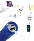 Lit Fiber Optic Space Dancing Light Whip With Rechargeable LED, showing USB ports and charging capabilities