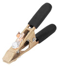Heavy Duty Earth Wire Clamp With 40 Mm Big Jaw And 260 Amp Capacity, showing brass construction and rubber grips for welding.