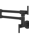 Slick Matte Black Pot Filler Faucet With A 24 Inch Swivel Arm and Smooth Dual Handles, side view with sleek design