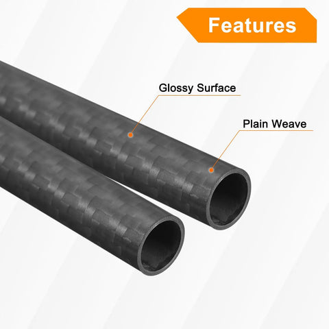 Dope Carbon Fiber Tubes 500mm Long 12mm Outer Diameter 10mm Inner Diameter 3K Hollow Round Tubing With Twill Weave Matte Finish Pack Of 2