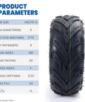 Wear-Resistant 145/70-6 ATV Tire For Quad Go-Kart And Mini Bike Tubeless 4PR displayed with detailed product parameters