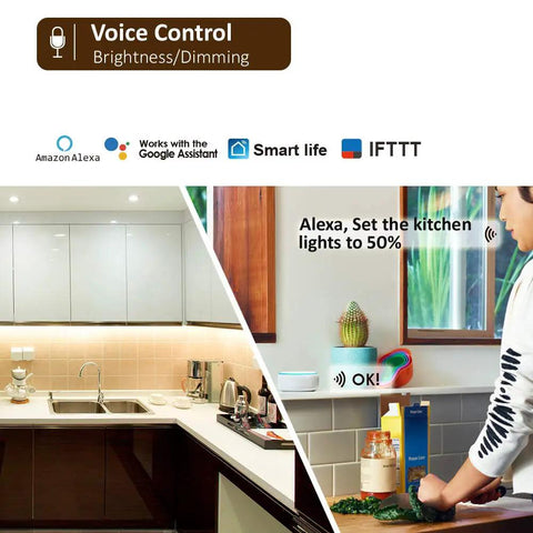 Under Cabinet Lighting Kit With Voice Control And App, LED Bar Lights For Kitchen Shelves And Countertops, Works With Alexa Google Siri