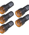 Five Pack Yellow Indicator Lights With Buzzer, 12V AC DC, 22Mm Panel Mount Flasher Alarm For Electrical Control Panels HVAC And DIY Projects