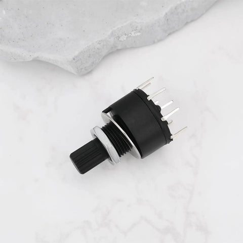 4 Pack Plug And Play 16mm Rotary Switch Kit With 1 Pole And 8 Positions Washer And Nut Black RS16 IP66 Rated 60V 0.3A Plastic Round Axis